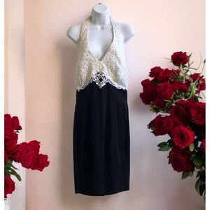 Vintage Scott McClintock halter lace open back dress Women's Size 10 Made In USA